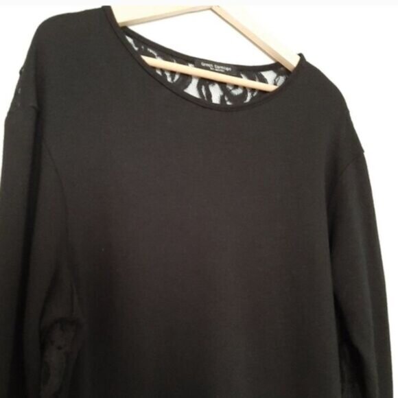 GREEN ENVELOPE Los Angeles SemiSheer Lace Back Top Black Sz M - Picture 7 of 14